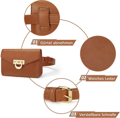 Damen Gürteltasche Bauchtasche Taillengürtel Hüfttasche Handytasche Braun
