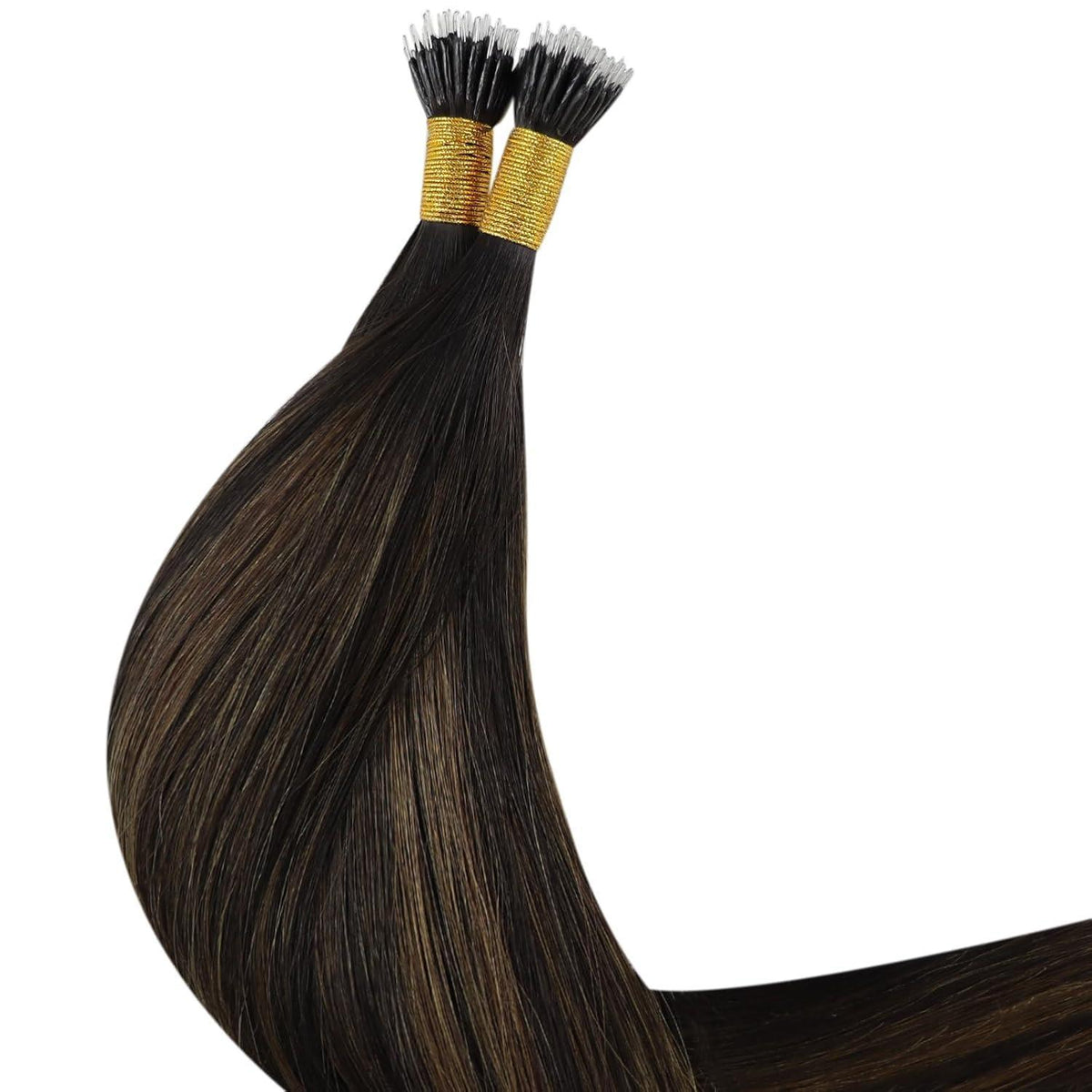 Echthaar Nano Ring Extensions Braun Ombre 35cm Haarverlängerung