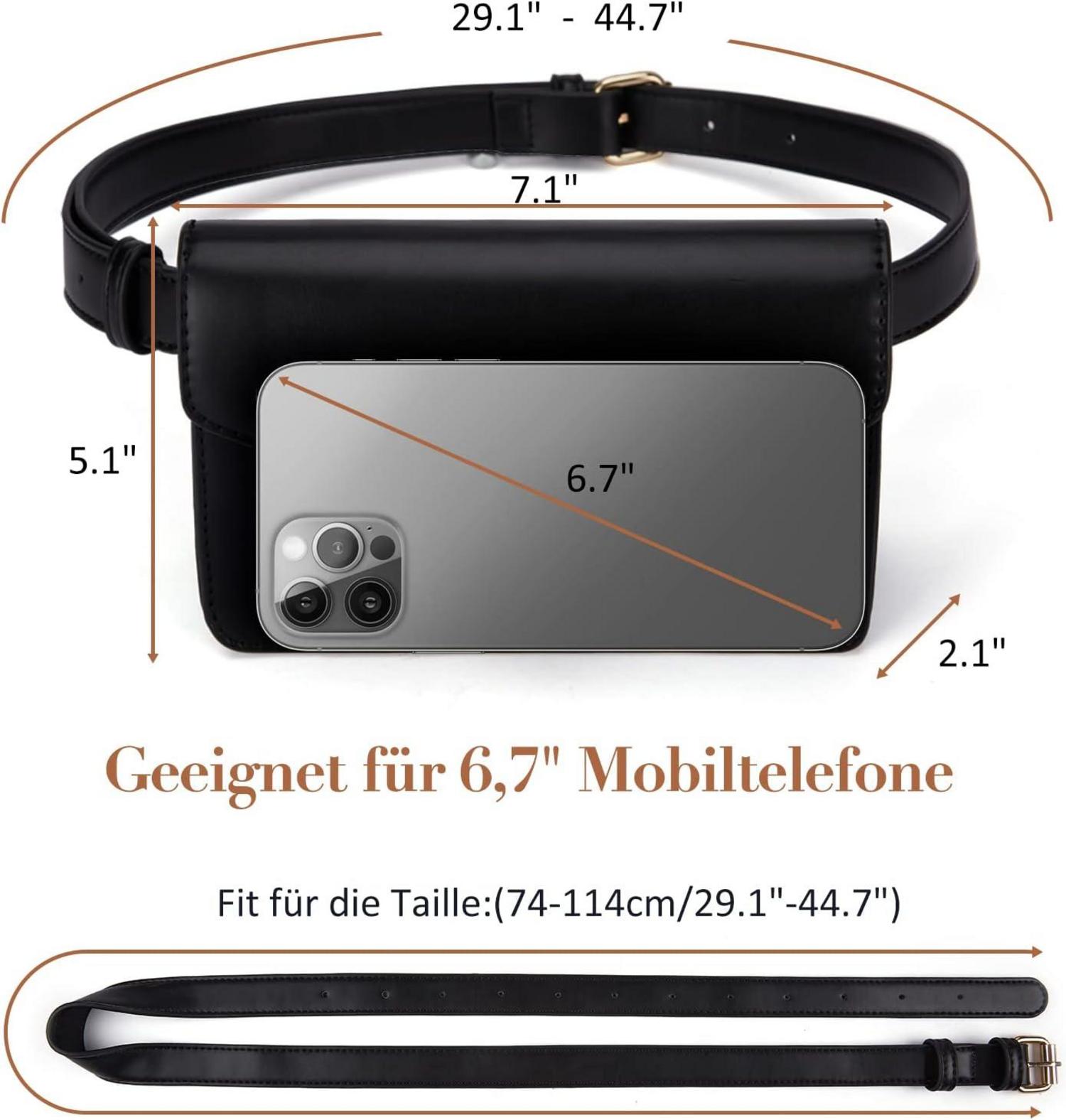Elegante Damen Gürteltasche Wasserdicht Schwarz