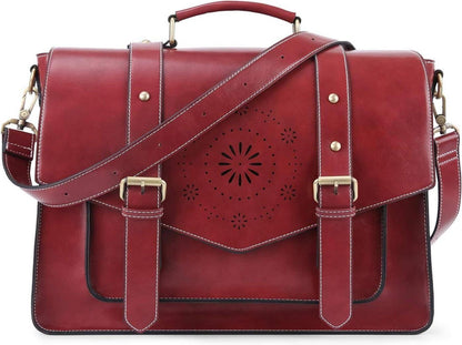 Handtasche Aktentasche Damen 15,6 Zoll Schultertasche Vintage Rot