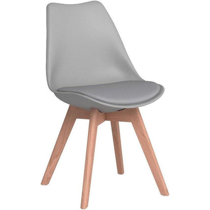 6 Esszimmerstühle Grau, Massivholz Buche, Retro Design