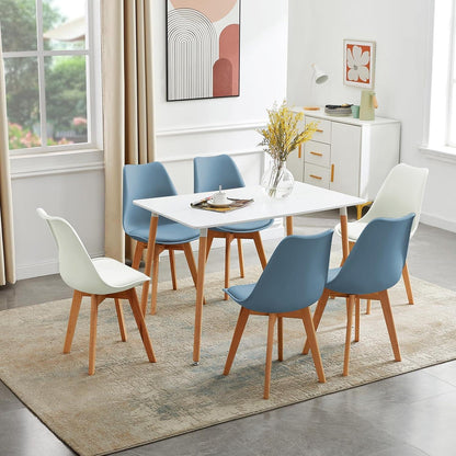6 Esszimmerstühle Grau, Massivholz Buche, Retro Design
