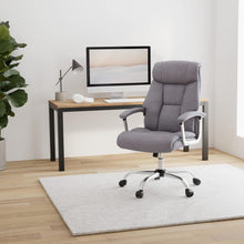 Bürostuhl ergonomisch Stoff grau mit Armlehnen und
