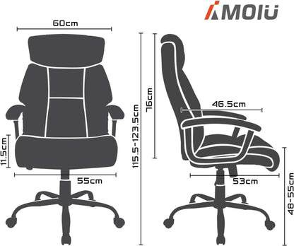 Ergonomischer Bürostuhl mit gepolsterten Armlehnen Grau