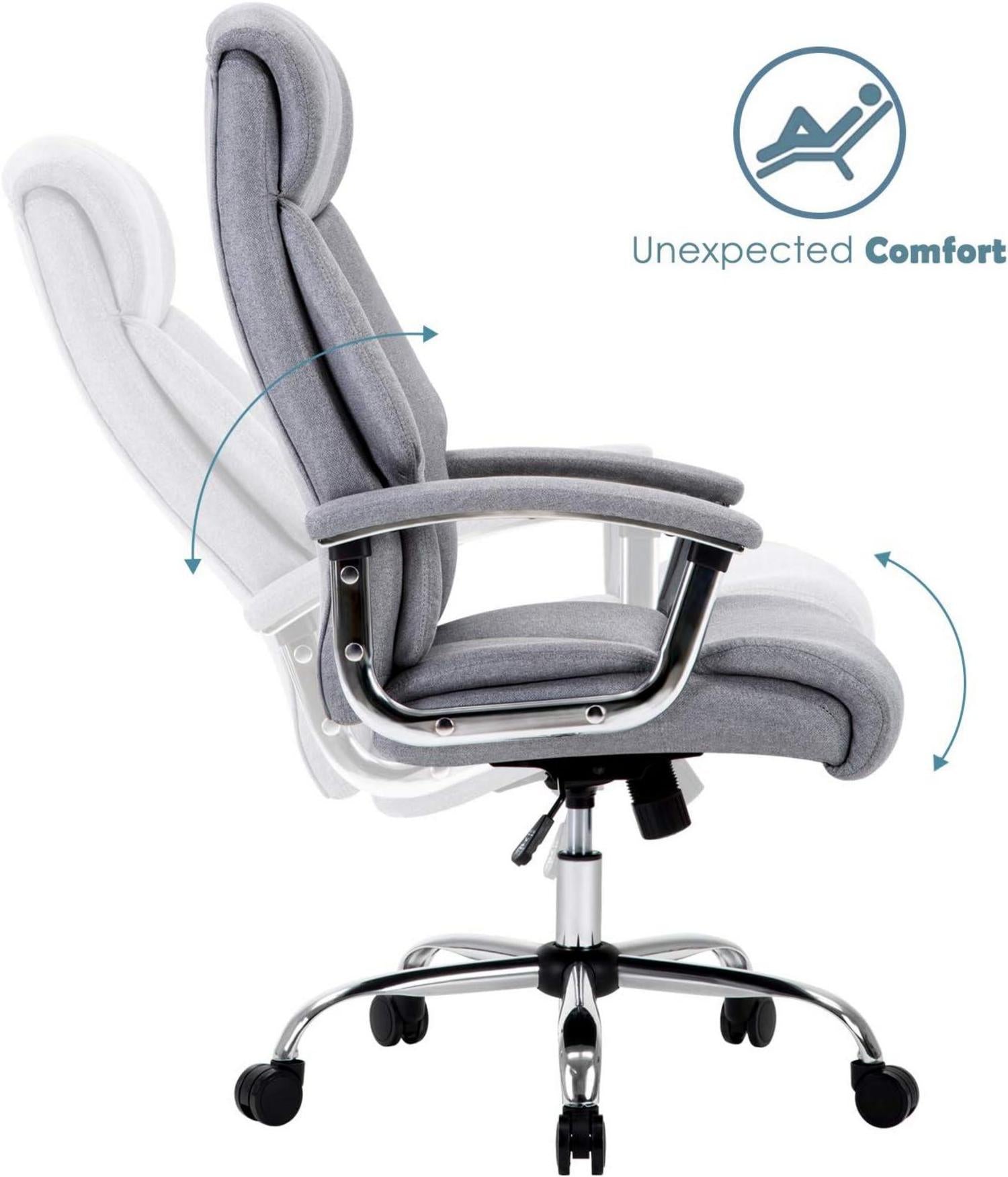 Bürostuhl ergonomisch Schreibtischstuhl Chefsessel Grau Stoff