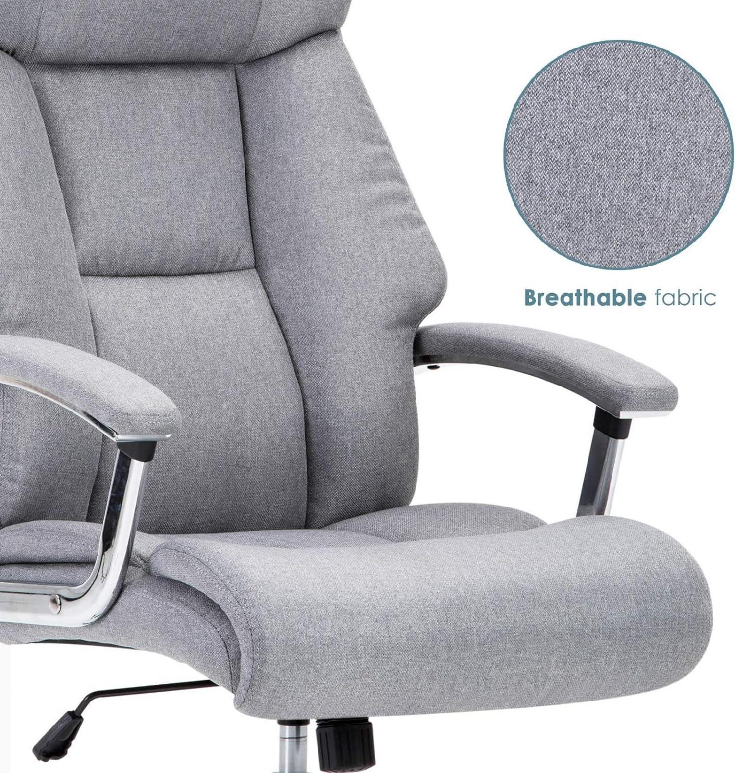 Bürostuhl Stoff Drehstuhl ergonomisch mit Armlehnen und Kopfstütze