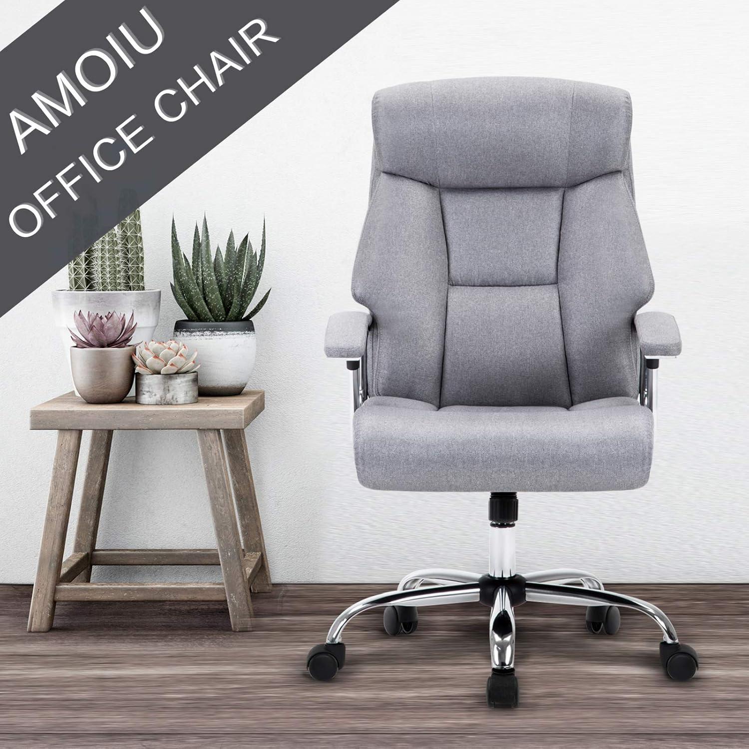 Bürostuhl ergonomisch Schreibtischstuhl Chefsessel Grau Stoff