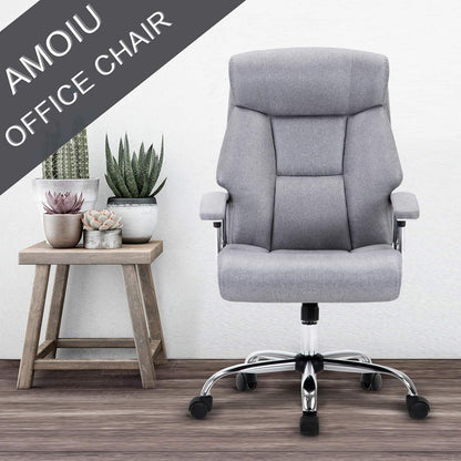 Bürostuhl ergonomisch Schreibtischstuhl Chefsessel Grau Stoff