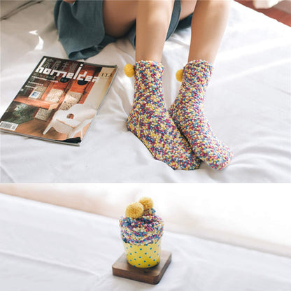 Kuschelsocken Damen Lustige Socken Weihnachtsgeschenke 3 Paar Blau Gelb Rosa