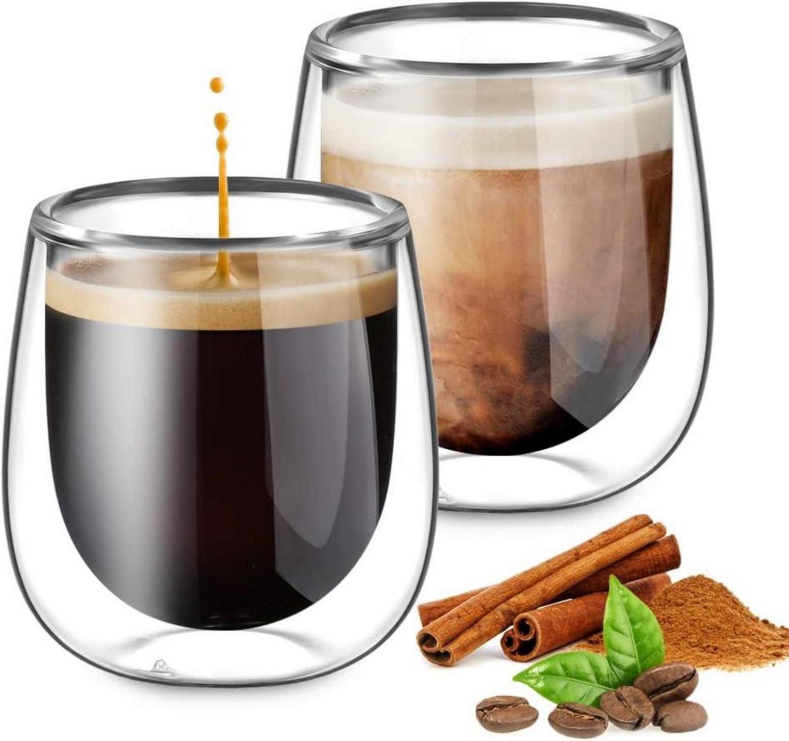 Doppelwandige Espressotassen 100ml 2er Set Borosilikatglas