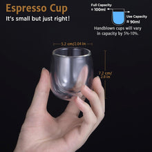Doppelwandige Espressotassen Set 100ml Borosilikatglas 2er