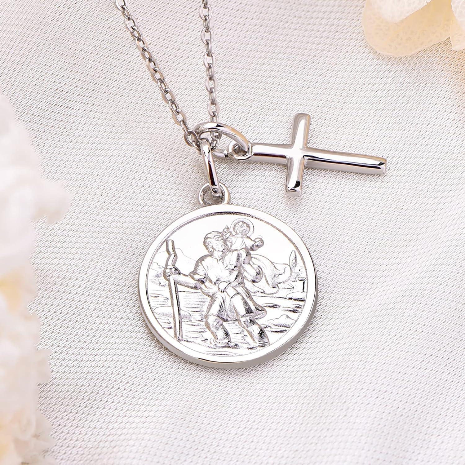 925 Sterling Silber Christophorus Schutzpatron Kette 18k
