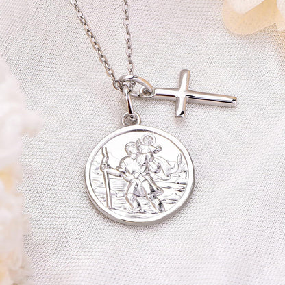 925 Sterling Silber Christophorus Schutzpatron Kette 18k