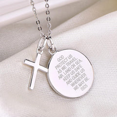 925 Sterling Silber Heiliger Christophorus Kette mit Kreuz und Münze