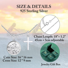 FJ Heiliger Christophorus Kristall Silber Kette/Armband Religiöser Schmuck 925 Sterling Silber Medaillon 06