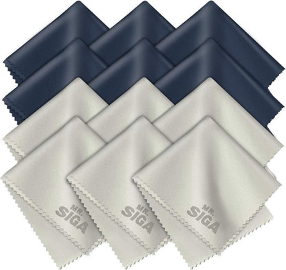 12er Pack Mikrofaser-Reinigungstücher 6 x 7 Zoll Marine/Grau