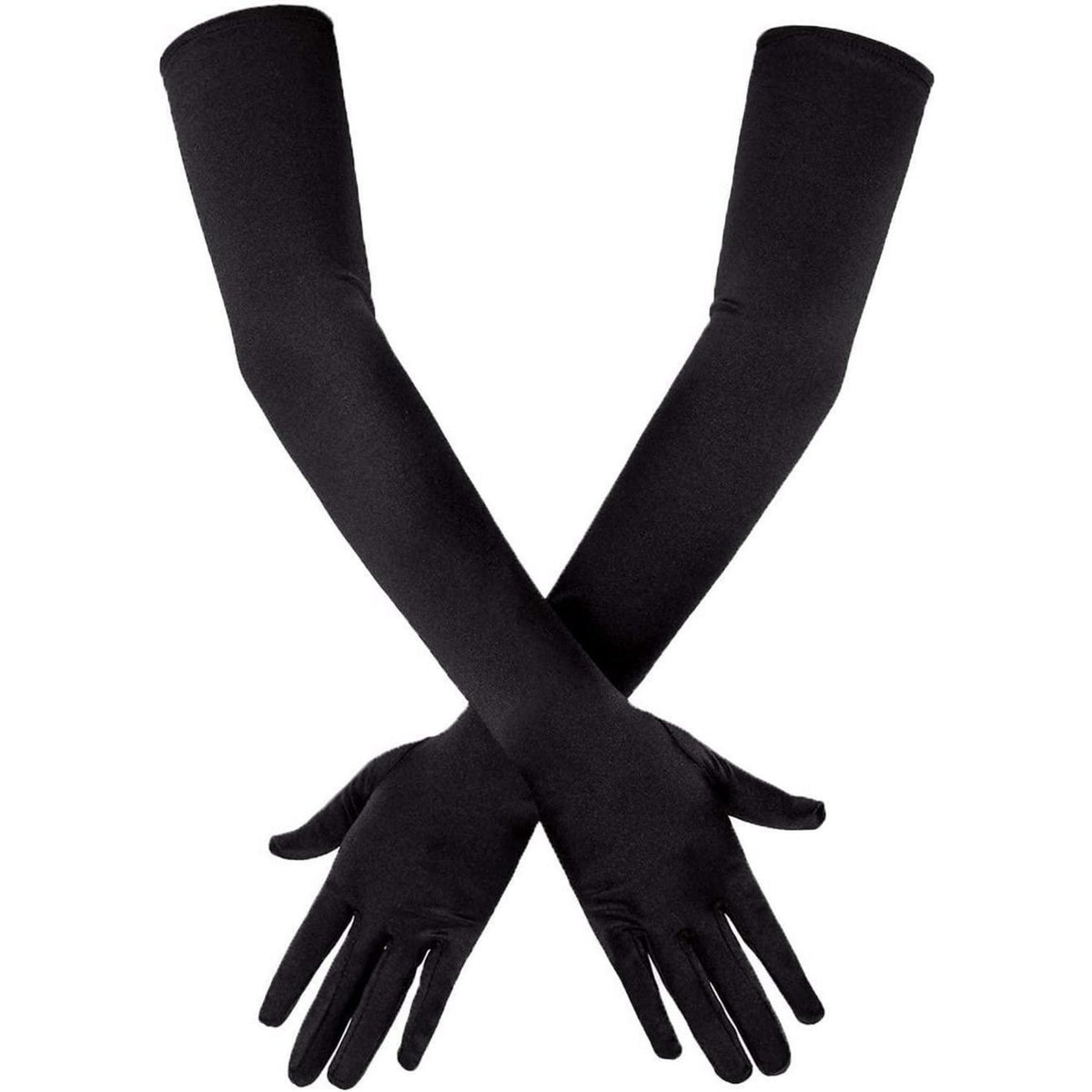 Lange Satin Handschuhe Schwarz – 1920er Jahre Opernhandschuhe