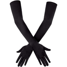 Lange Satin Handschuhe Schwarz – 1920er Jahre Opernhandschuhe