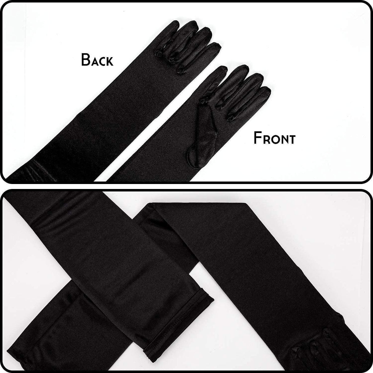 Lange Satin Handschuhe Schwarz – 1920er Jahre Opernhandschuhe