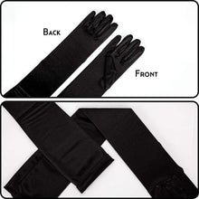 Lange Satin Handschuhe Schwarz – 1920er Jahre Opernhandschuhe