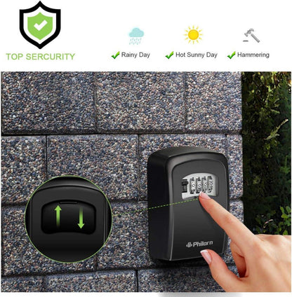 Schlüsseltresor mit Zahlencode, Wetterfest, Wand/Tür Befestigung