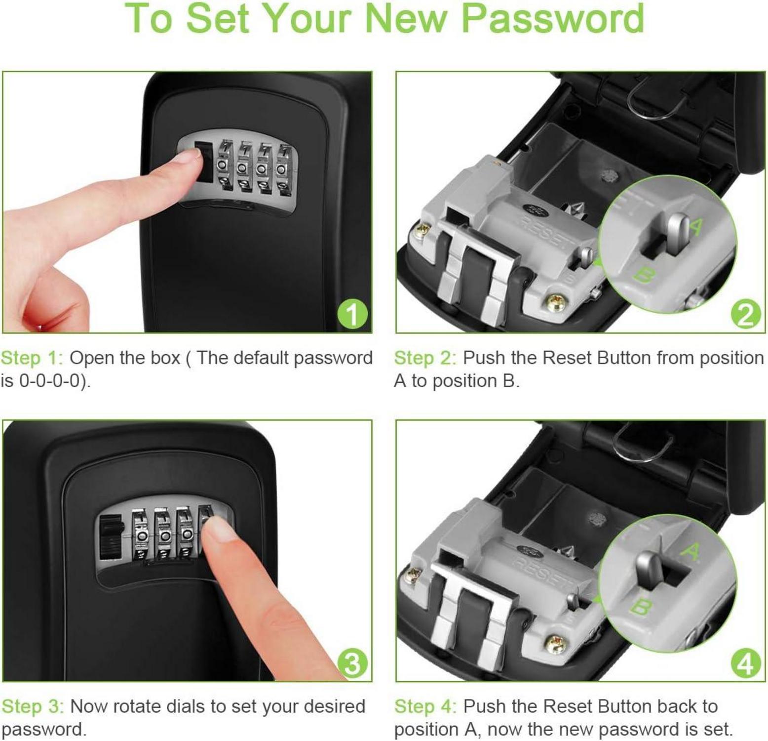 Schlüsseltresor Zahlencode Wetterfest Wand Tür Befestigung Ultra-Robust Schwarz