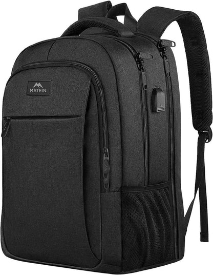 Business Laptop Rucksack Herren 17,3 Zoll USB Anti-Diebstahl Schwarz