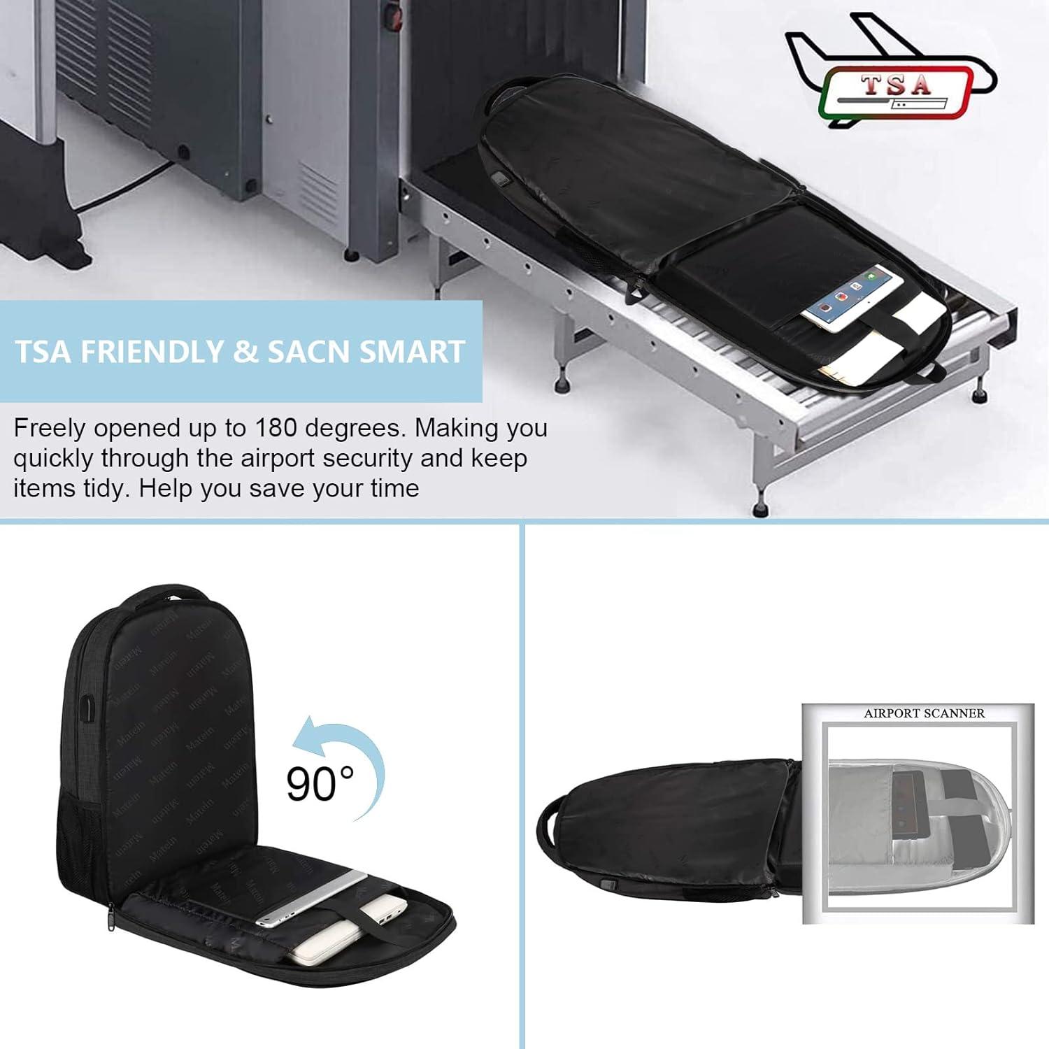 MATEIN Großer Laptop Rucksack 17,3 Zoll Schwarz USB Diebstahl Business Rucksack