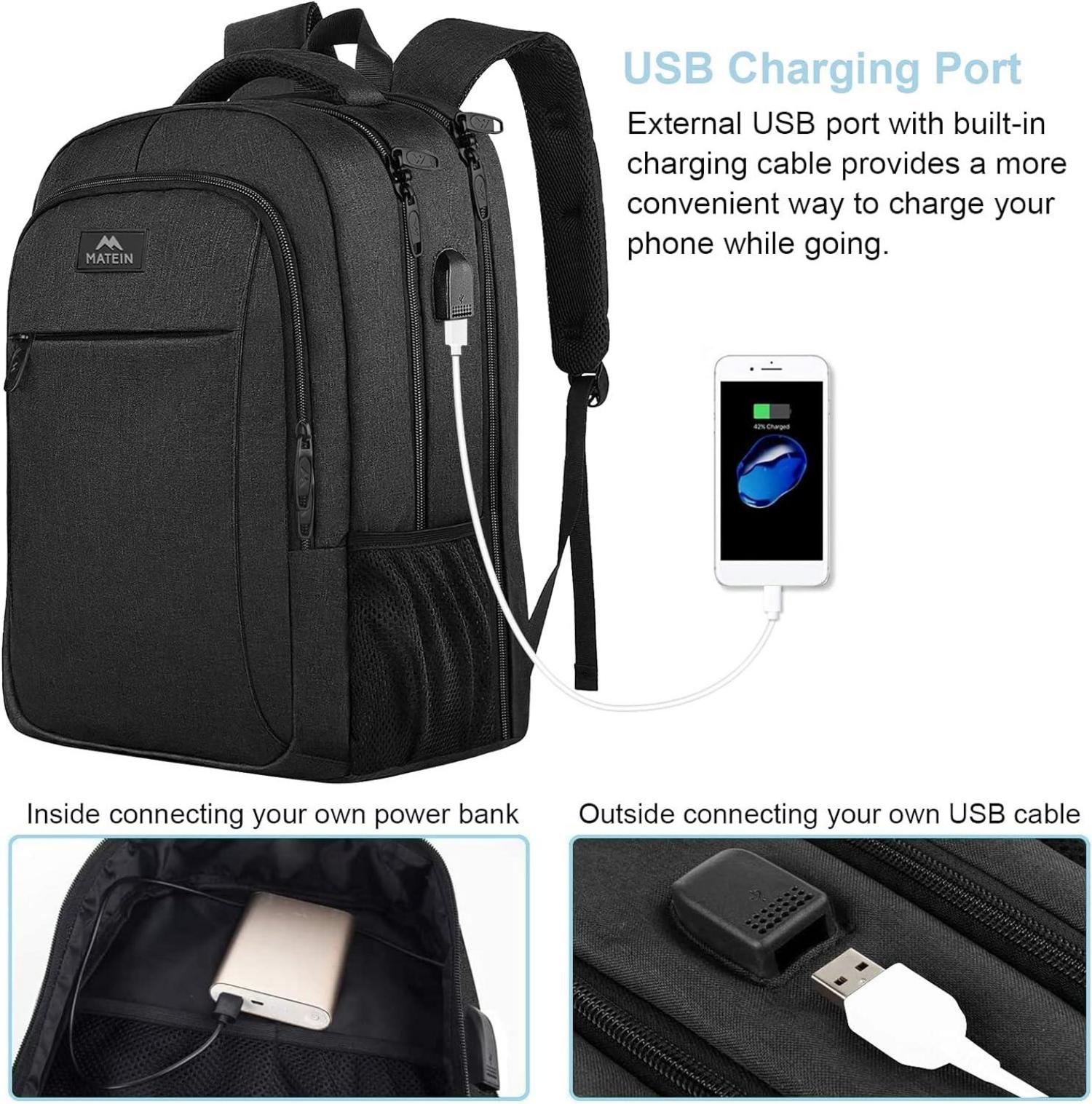 Großer Laptop Rucksack 17,3 Zoll USB Ladeanschluss Anti-Diebstahl Business