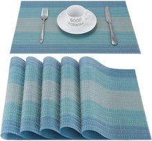 Abwischbare Platzsets Blau PVC 6er Set Hitzebeständig 30x45cm
