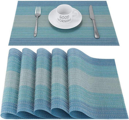 Abwischbare Platzsets Blau PVC 6er Set Hitzebeständig 30x45cm