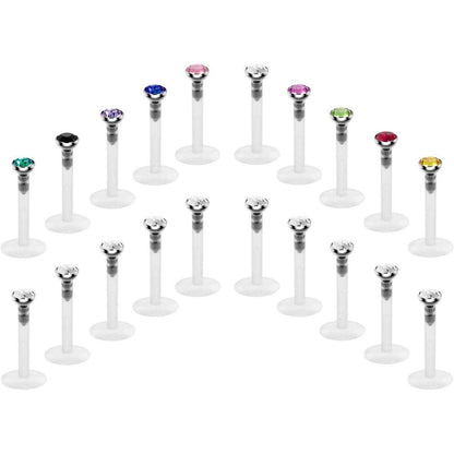 Labret Stecker Set Kristall Bioflex 16G 10mm