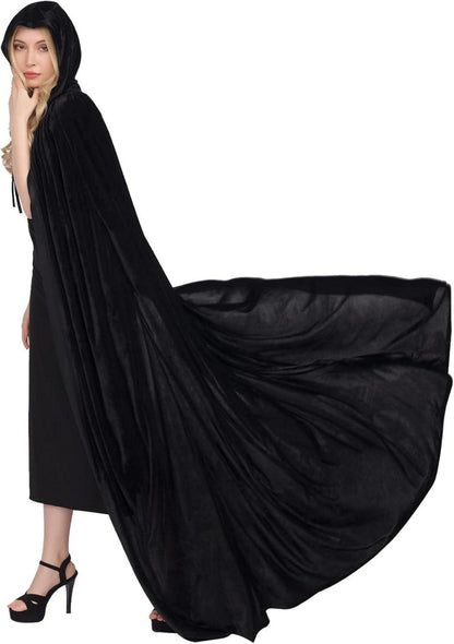 Halloween Umhang mit Kapuze für Damen Herren Kinder - Schwarz XL