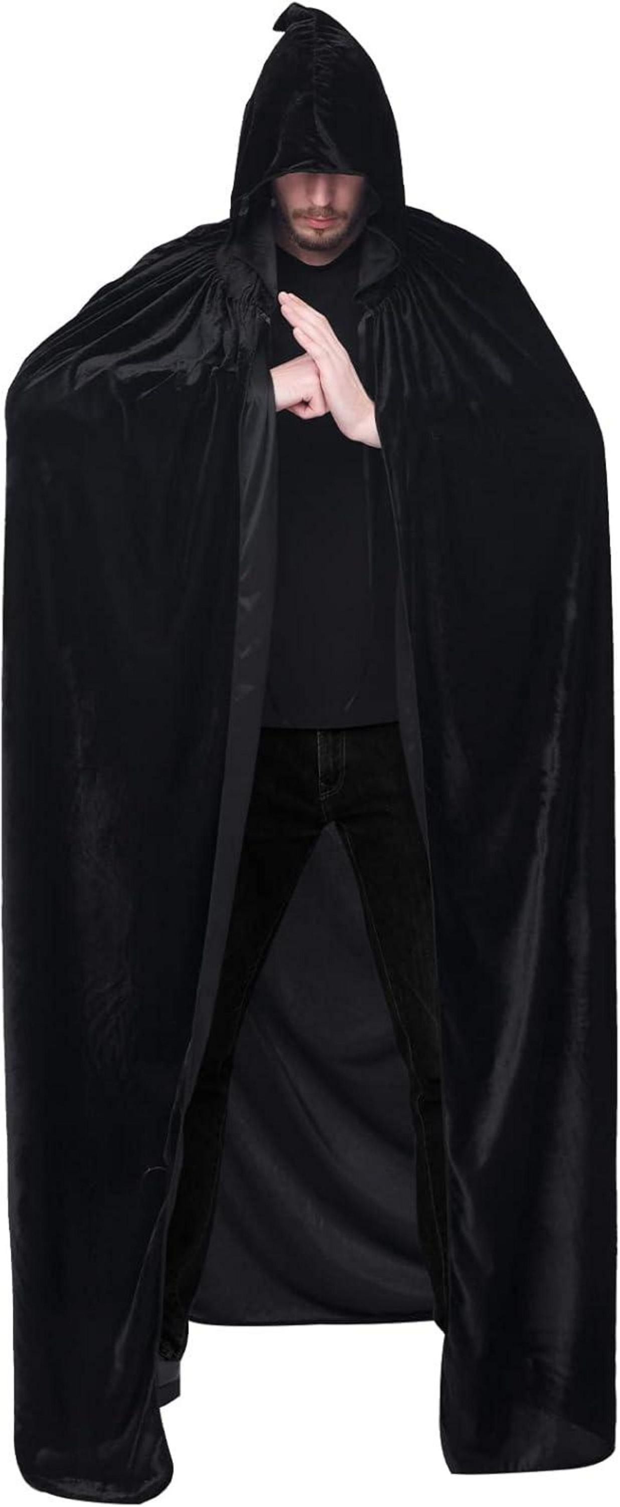 Umhang mit Kapuze Unisex Vampir Halloween Kostüm Schwarz XXL