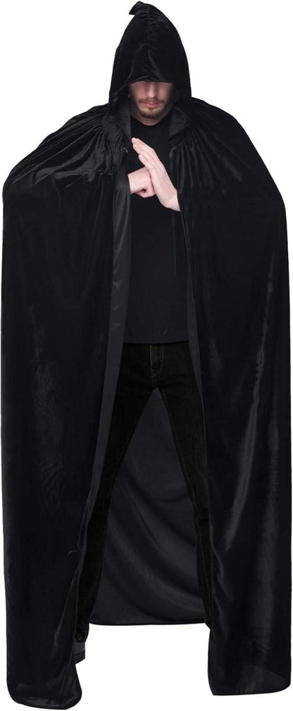 Umhang mit Kapuze Unisex Vampir Halloween Kostüm Schwarz XXL