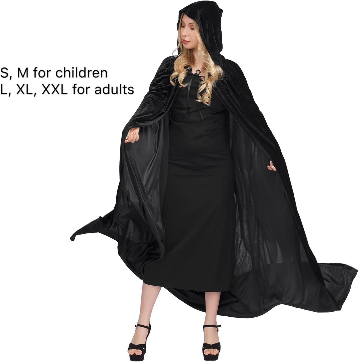 Umhang mit Kapuze Samt für Damen Herren Kinder Vampir Halloween