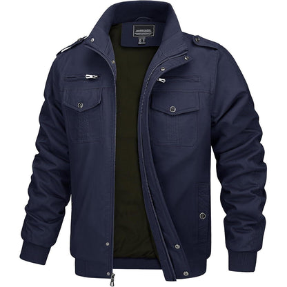 Herren Übergangsjacke Cargo Militär Winddicht mit Taschen Navy 3XL