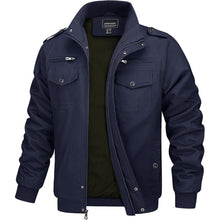 Herren Übergangsjacke Cargo Militär Winddicht Viele Taschen Navy