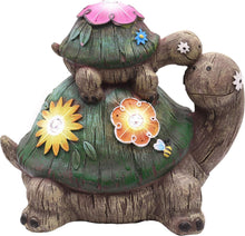 Schildkröten Solar Gartenfiguren 17cm für Draußen: Mutter und