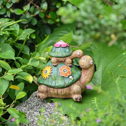 Schildkröten Solar Gartenfiguren 17cm für Draußen: Mutter und
