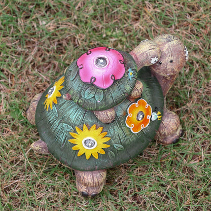 Schildkröten Solar Gartenfigur Mutter Baby Deko 17cm Wasserfest Anti-UV