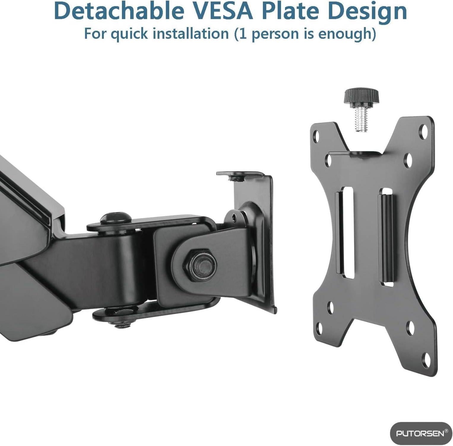 Monitor Wandhalterung Gasfeder 13-34 Zoll PC TV Bildschirm Neigbar Drehbar VESA