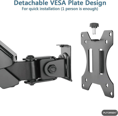 Monitor Wandhalterung Gasfeder 13-34 Zoll PC TV Bildschirm Neigbar Drehbar VESA