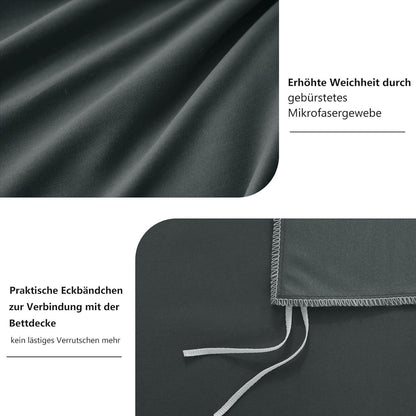 Bettwäsche 220x240 Set Anthrazit Mikrofaser Weich und