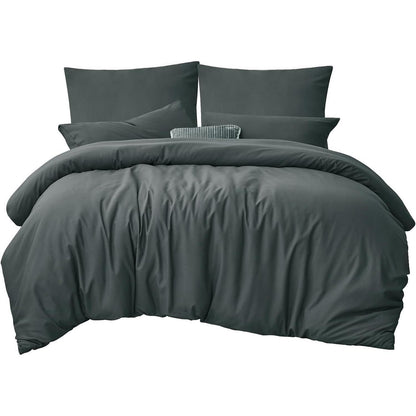 Bettwäsche 220x240 Set Anthrazit Mikrofaser Weich und
