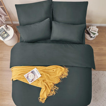 Bettwäsche 220x240 Anthrazit Set aus Mikrofaser mit Reißverschluss