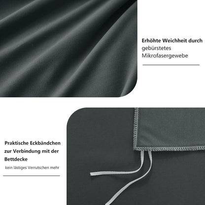 Bettwäsche 200x200 Anthrazit Mikrofaser 3tlg. Set mit