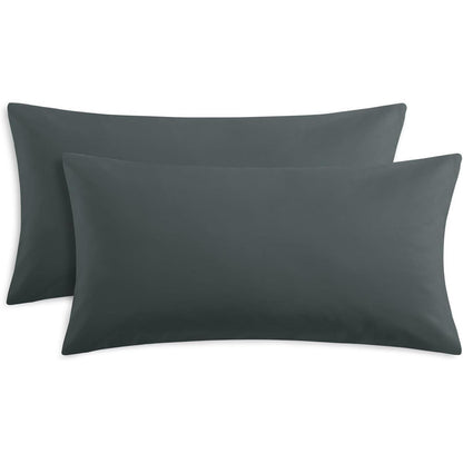 Kissenbezug 40x80 2er Set Grau Kopfkissenbezug Mikrofaser