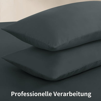 Kissenbezug 40x80 2er Set Grau Kopfkissenbezug Mikrofaser