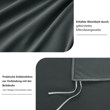 Bettwäsche 200x220 Anthrazit Set Kissenbezüge Mikrofaser Weich Bügelfrei